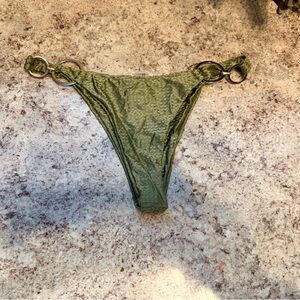 Green Textured Bikini Bottom with Ring Accents Sz Small